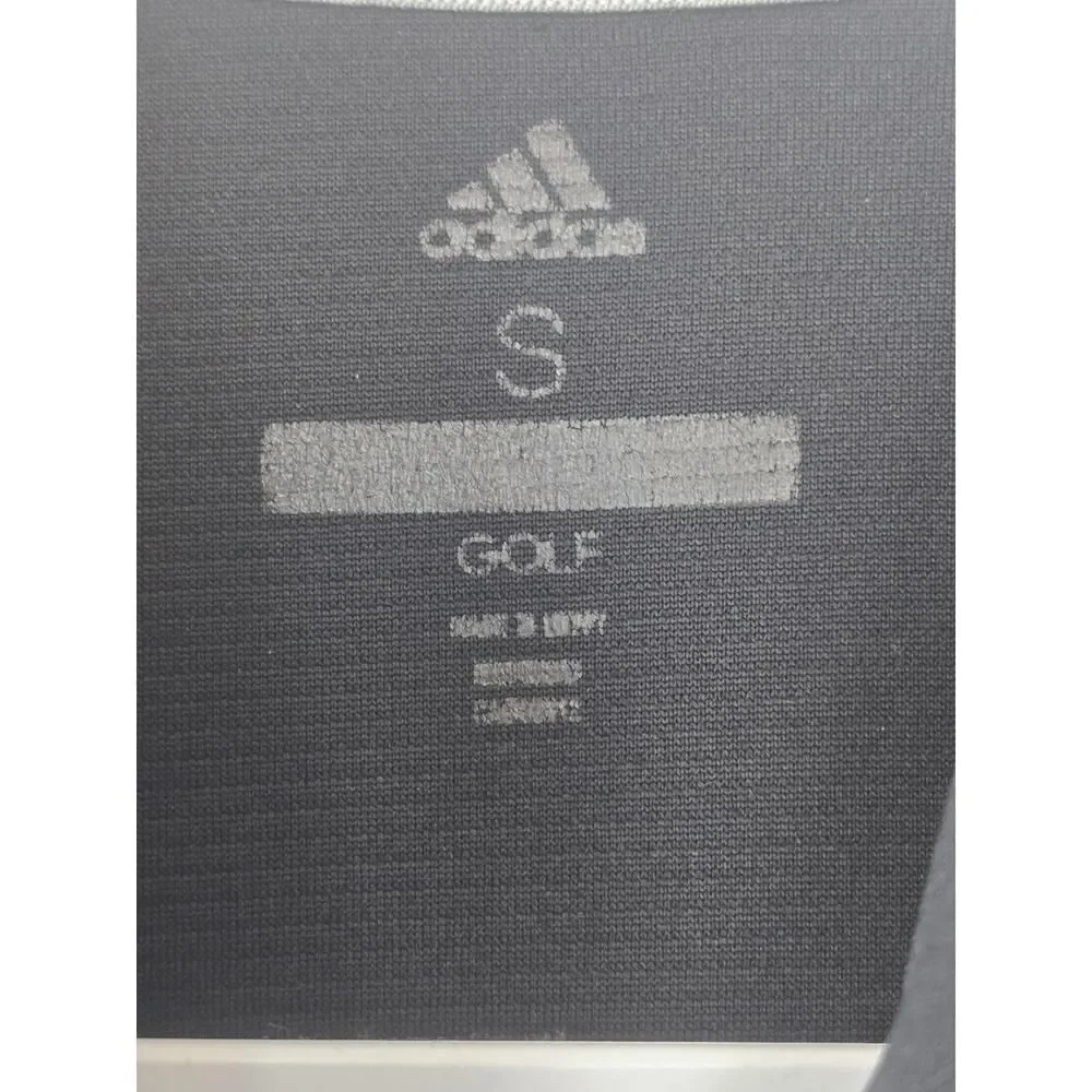 Adidas Golf Polo Shirt Mens Small Black Gray Striped Performance Comfort Casual